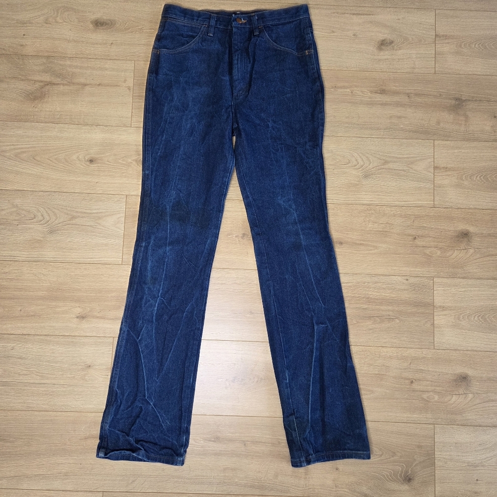 Wrangler Vintage Workwear Jeans Faded Distressed Straight Leg Dark Wash 34×38